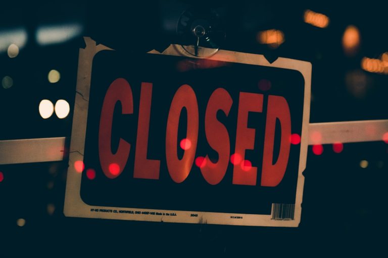 Close up image of a closed signboard